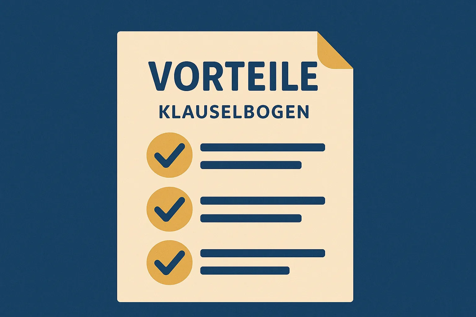 Illustration eines Vorteils-Klauselbogens mit drei Hakenlisten-Punkten